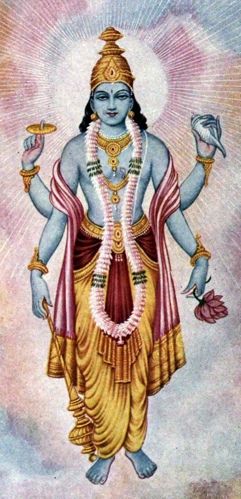 Lord Vishnu - The Protector. You will encounter him at most temples while travelling in India